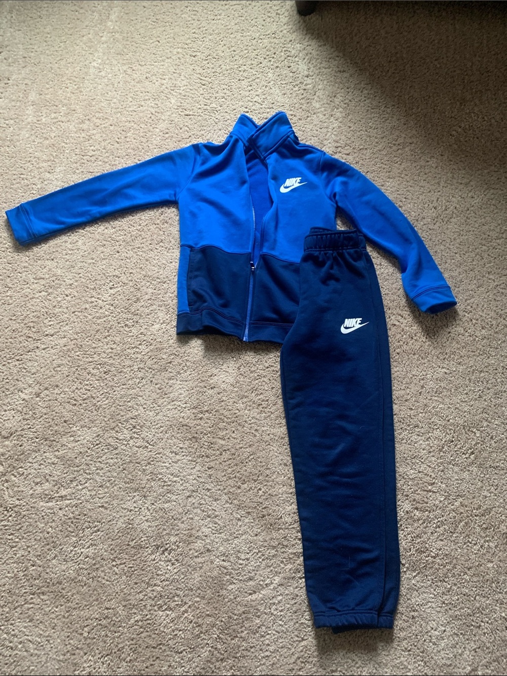 Nike Kids Two-Tone Blue Zip Jacket & Navy Joggers